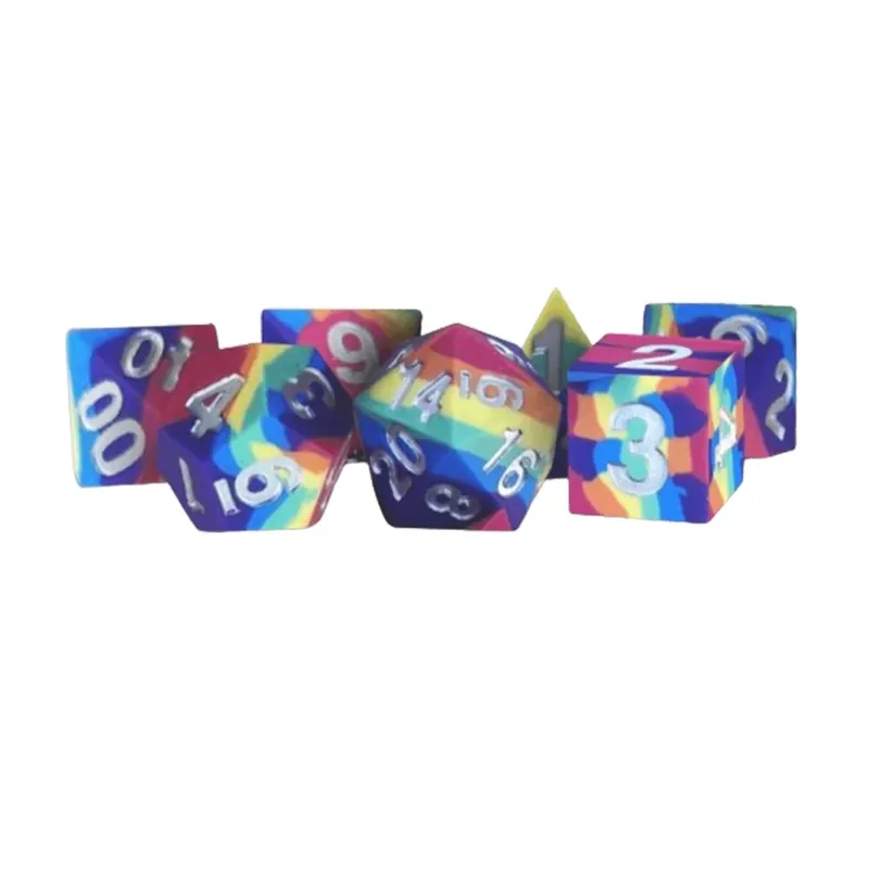 MDG Sharp Edge Silicone Rubber Polyhedral Dice Set 16mm - Endast ett fåtal kvar
