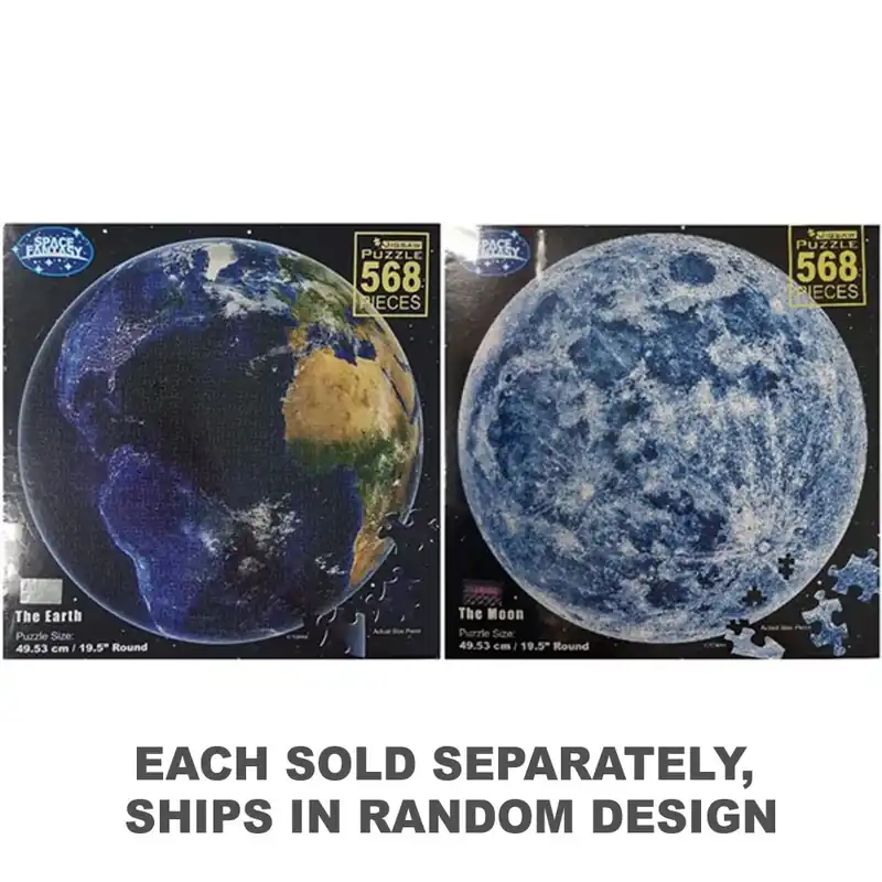 Tomax Round Moon & Earth Jigsaw Puzzle 568 st (1 st slumpmässigt) | Rekommenderas