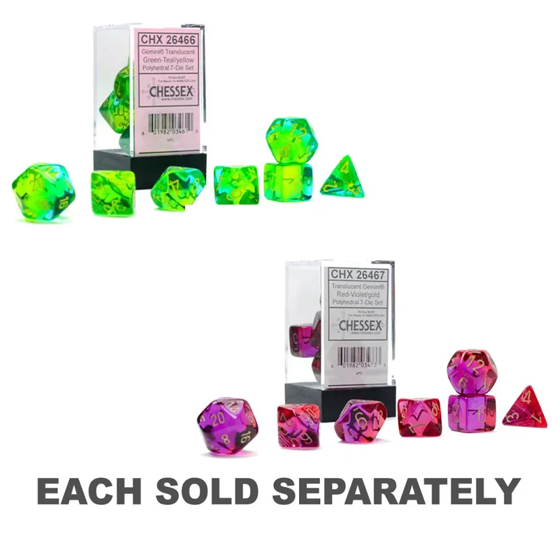 Gemini polyhedral genomskinlig 7-die-uppsättning - Kundernas favorit