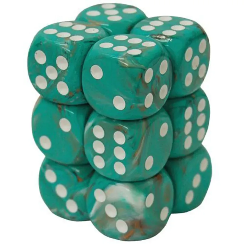 Tidsbegränsat erbjudande | Chessex 16mm D6 Marble Dice Block (Oxi-Copper/White)