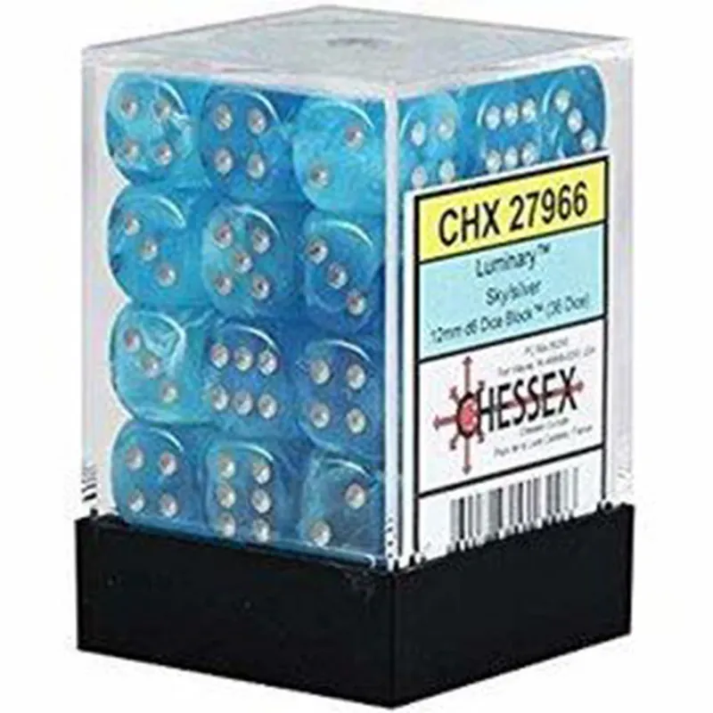 Chessex 12mm D6 Luminary Dice Block (Sky/Silver) | Enkel retur