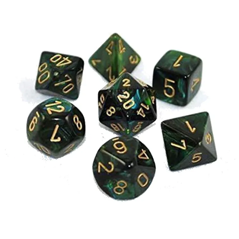 Mini Scarab Polyhedral 7-Die Set (Jade/Gold) - Rekommenderas