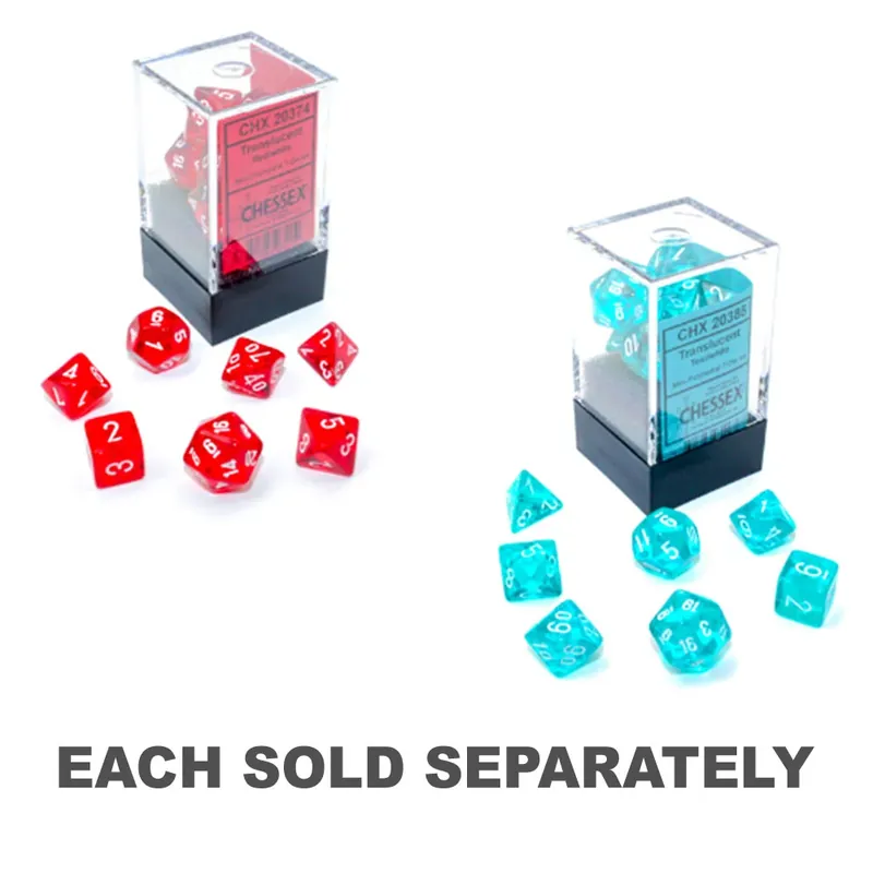 Fynd | Mini polyhedral genomskinlig 7-die-uppsättning