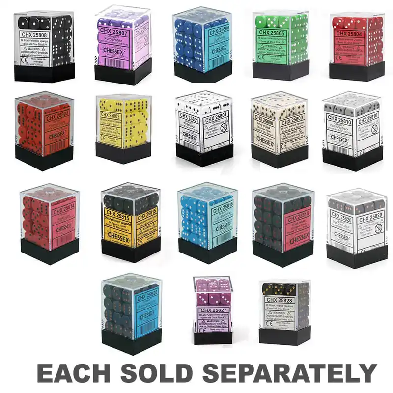 D6 DICE OPAQUE 12mm (36 DICE) - Fynd