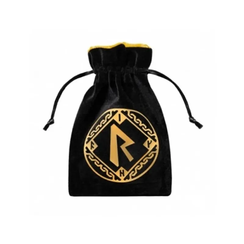 Toppsäljare - Q Workshop Dice Bag Runic Black & Golden Velor