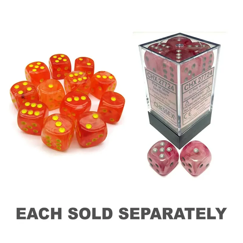 D6 DICE GHOSTLY GLOW 16MM (12 DICE) | Kanonpris