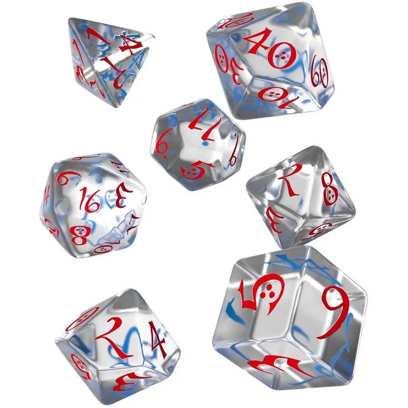 Q Workshop Classic RPG Transparent Red Elven Dice Set av 7 | Kampanjpris