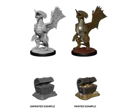D&D Nolzur‘s Marvelous Miniatures Bronze Dragon Wyrmling & Treasure (Unpainted) - Nytt lägre pris